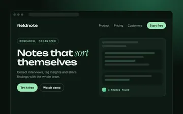 Fieldnote SaaS landing page (concept)